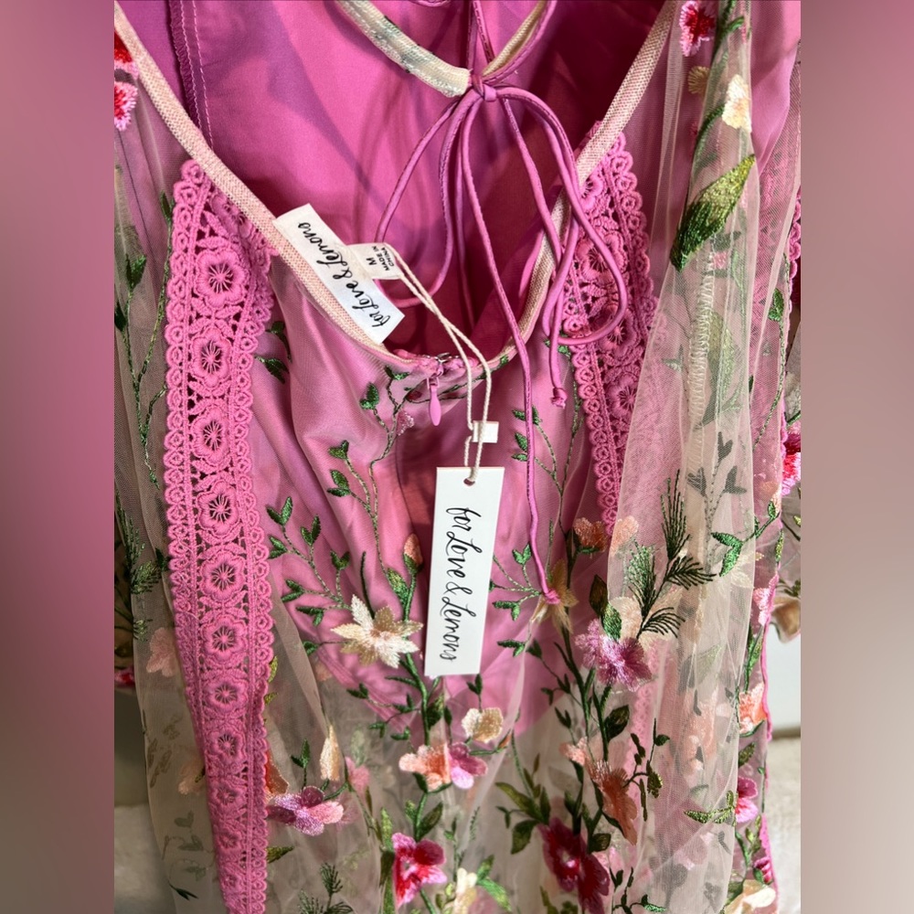 For Love & Lemons Luna Embroidered Bouquet Floral Maxi Dress M - Picture 8 of 10